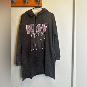 KISS Black Hoodie Sweatshirt by Vintage Canvas. NWT. Various Sizes- With pockets